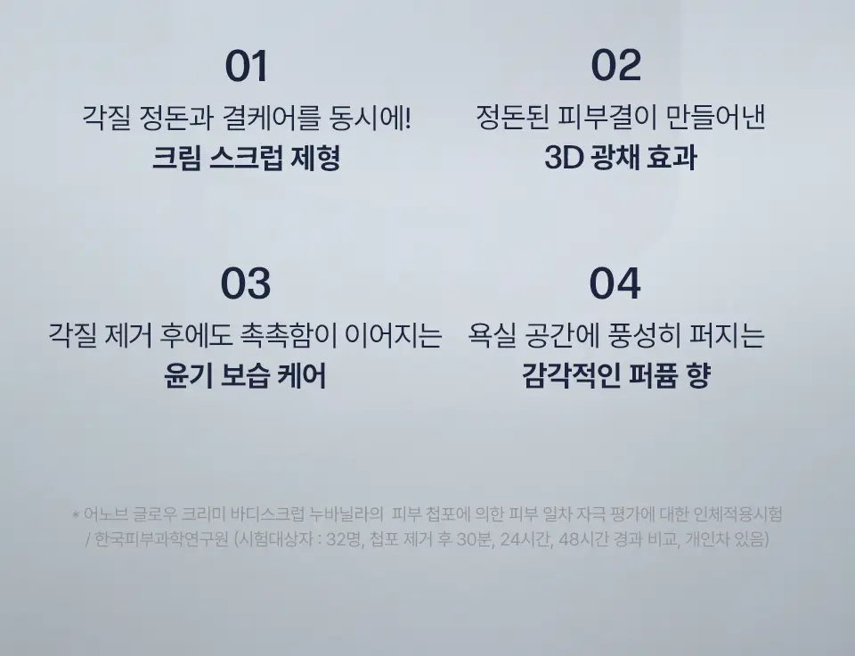 [올인원케어/바닐라향] 어노브 글로우 크리미 바디스크럽 300g 누바닐라 상세페이지 6